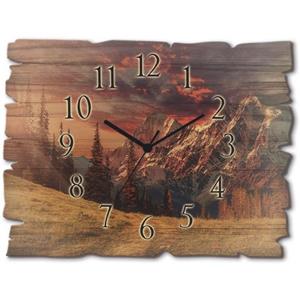 Artland Wandklok Houten klok alpien hoogland in vele afmetingen & productsoorten - artprint van aluminium / artprint voor buiten, artprint op linnen, poster, muursticker / wandfolie ook geschikt voor 