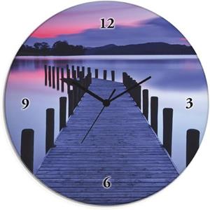 Artland Wandklok Glazen klok rond panorama steiger Coniston Water