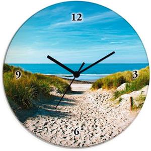 Artland Wandklok Strand met duinen en weg naar het water geluidloos, zonder tikkende geluiden, niet tikkend, geruisloos - naar keuze: radiografische klok of kwartsklok, moderne klok voor woonkamer, ke