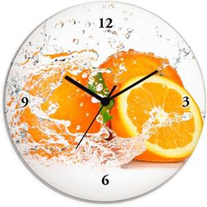 Artland Wandklok Orange met spatwater geluidloos, zonder tikkende geluiden, niet tikkend, geruisloos - naar keuze: radiografische klok of kwartsklok, moderne klok voor woonkamer, keuken etc. - stijl: 