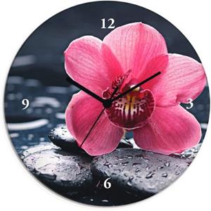 Artland Wandklok Stilleven met kiezel en een orchidee geluidloos, zonder tikkende geluiden, niet tikkend, geruisloos - naar keuze: radiografische klok of kwartsklok, moderne klok voor woonkamer, keuke