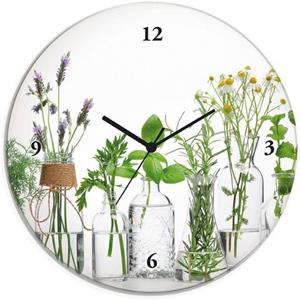 Artland Wandklok Glazen klok rond oliën met kruiden