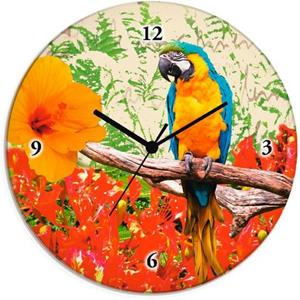Artland Wandklok Papegaai geluidloos, zonder tikkende geluiden, niet tikkend, geruisloos - naar keuze: radiografische klok of kwartsklok, moderne klok voor woonkamer, keuken etc. - stijl: modern