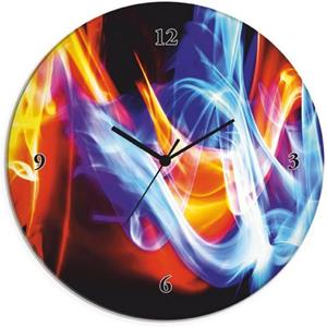 Artland Wandklok Glazen klok rond vuur en ijs