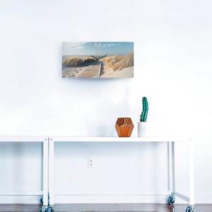 Artland Wandklok Noordzeestrand op Langeoog - pier 3d-look gebogen, geluidloos, zonder tikkende geluiden, niet tikkend, geruisloos - naar keuze: radiografische klok of kwartsklok, moderne klok voor wo