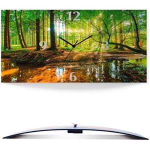 Artland Wandklok Bos met beek 3d-look gebogen, geluidloos, zonder tikkende geluiden, niet tikkend, geruisloos - naar keuze: radiografische klok of kwartsklok, moderne klok voor woonkamer, keuken etc. 