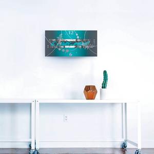 Artland Wandklok Zilver abstract op petrol 3d-look gebogen, geluidloos, zonder tikkende geluiden, niet tikkend, geruisloos - naar keuze: radiografische klok of kwartsklok, moderne klok voor woonkamer,