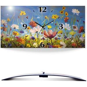 Artland Wandklok Weide met wilde bloemen in vele afmetingen & productsoorten - artprint van aluminium / artprint voor buiten, artprint op linnen, poster, muursticker / wandfolie ook geschikt voor de b