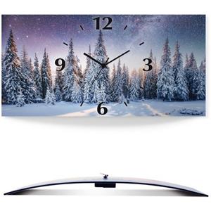 Artland Wandklok Dennenbos in de sneeuw in vele afmetingen & productsoorten - artprint van aluminium / artprint voor buiten, artprint op linnen, poster, muursticker / wandfolie ook geschikt voor de ba