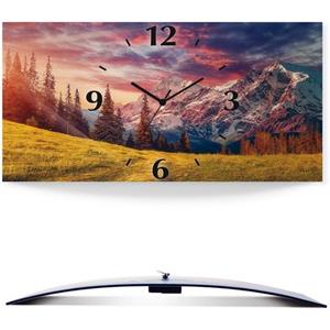 Artland Wandklok Alpien hoogland in vele afmetingen & productsoorten - artprint van aluminium / artprint voor buiten, artprint op linnen, poster, muursticker / wandfolie ook geschikt voor de badkamer
