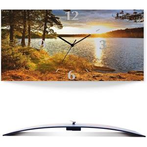 Artland Wandklok Zonsondergang boven meer Algonquin park 3d-look gebogen, geluidloos, zonder tikkende geluiden, niet tikkend, geruisloos - naar keuze: radiografische klok of kwartsklok, moderne klok v