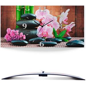 Artland Wandklok Spa concept zen stenen orchideeën 3d-look gebogen, geluidloos, zonder tikkende geluiden, niet tikkend, geruisloos - naar keuze: radiografische klok of kwartsklok, moderne klok vo
