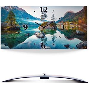 Artland Wandklok Herfstscène van de Hintersee voor de Alpen in vele afmetingen & productsoorten - artprint van aluminium / artprint voor buiten, artprint op linnen, poster, muursticker / wandfo