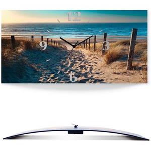Artland Wandklok Weg naar het Noordzeestrand zonsondergang 3d-look gebogen, geluidloos, zonder tikkende geluiden, niet tikkend, geruisloos - naar keuze: radiografische klok of kwartsklok, moderne klok