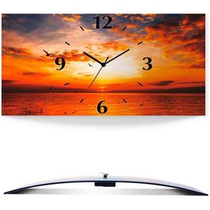 Artland Wandklok Zonsondergang aan het strand 3d-look gebogen, geluidloos, zonder tikkende geluiden, niet tikkend, geruisloos - naar keuze: radiografische klok of kwartsklok, moderne klok voor woonkam