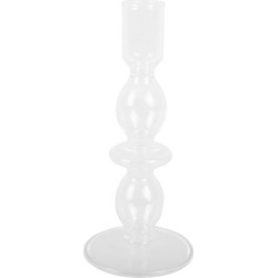 Pt, Present Time Candle Holder Glass Art Bubbles Medium Clear