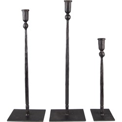 Clayre & Eef Kandelaar (set van 3) 35 / 49 / 52 cm Zwart Ijzer Kandelaar Kaarsenstandaard Kaarsenhouder
