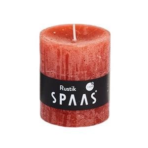 Candles by Spaas 1x Oranje Rustieke Cilinderkaars/stompkaars 7x8 Cm 30 Branduren tompkaarsen