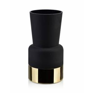 CASA DI ELTURO Glazen vaas Glam - Mat Zwart/Goud - L - Ø12,5 x H25 cm