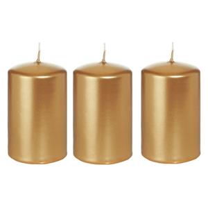 Trend Candles 3x Gouden Cilinderkaars/stompkaars 5 X 8 Cm 18 Branduren tompkaarsen