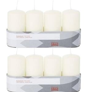 Trend Candles 8x Ivoorwitte Cilinderkaarsen/stompkaarse 5 X 10 Cm 18 Branduren tompkaarsen