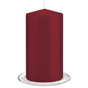 Trend Candles tompkaarsen Met Glazen Onderzetters Set Van 2x Stuks - Bordeaux Rood 8 X 15 Cm tompkaarsen