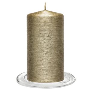 Enlightening Candles Trend Candles tompkaarsen Met Glazen Onderzetters Set Van 2x Stuks - Creme Goud 7 X 13 Cm tompkaarsen