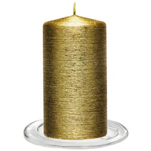 Enlightening Candles Trend Candles tompkaarsen Met Glazen Onderzetters Set Van 2x Stuks - Goud 7 X 13 Cm tompkaarsen