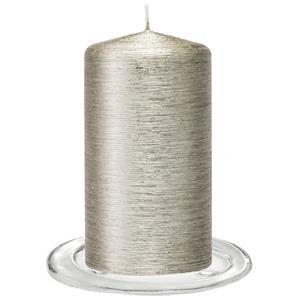 Enlightening Candles Trend Candles tompkaarsen Met Glazen Onderzetters Set Van 2x Stuks - Zilver 7 X 13 Cm tompkaarsen