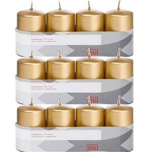 Shoppartners 12x Kaarsen Goud 5 X 8 Cm 18 Branduren Sfeerkaarsen tompkaarsen