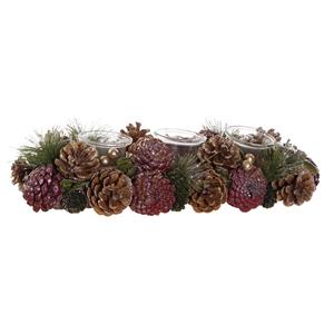 Items Kerst Thema Kaarsenhouder Ornament Roze/bruin Nature 38 X 15 X 9,5 Cm Cm - Waxinelichtjeshouders