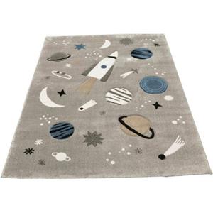 Merinos Kinderteppich Indigo Kids 22611, rechteckig, 18 mm Höhe, Motiv Weltall