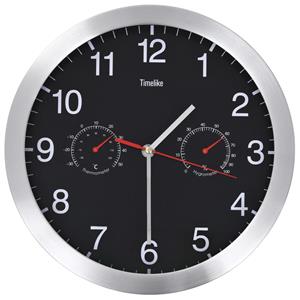 Wandklok Met Quartz-mechanisme Hygrometer Thermometer 30 Cm Zwart