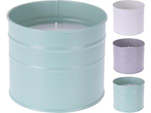 Pro Garden Citronella Kaars In Zinken Emmer Ø8x9cm In Verschillende Pastel Kleuren. (per