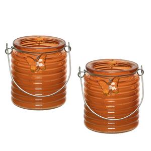 Decoris 3x stuks citronella anti muggen kaarsen windlicht oranje 20 branduren -