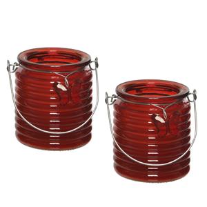 Decoris 5x stuks citronella anti muggen kaarsen windlicht rood 20 branduren -