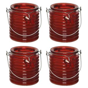 Decoris 8x stuks citronella anti muggen kaarsen windlicht rood 20 branduren -
