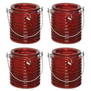 Decoris 8x stuks citronella anti muggen kaarsen windlicht rood 20 branduren -