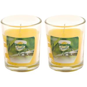 Set van 20x stuks citronella anti muggen kaarsen in transparant glas 5 x 6 cm -