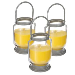 Atmosphera 3x stuks antimuggen Citronella kaarsen/lantaarns in glas 65 branduren -