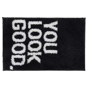 Items Badmat/badkamerkleed You Look Good zwart 80 x 50 cm rechthoekig -