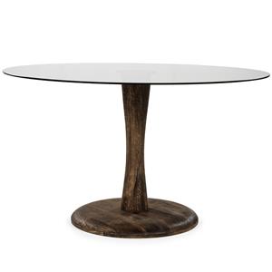 By-Boo Eettafel Boogie Mangohout en glas, 130cm - Bruin