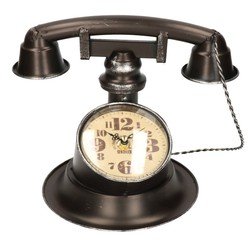 Tafelklok antieke telefoon vorm bruin/Zwart
