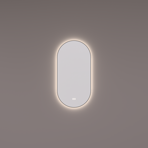 HIPP design 13900 BL ovaal rechte spiegel 40x80cm met LED en spiegelverwarming zwart mat