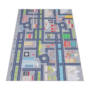 PACO HOME Kinderteppich Bino 575, rechteckig, 9 mm Höhe, Kurzflor, Straßen-Spiel-Teppich, Kinderzimmer