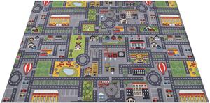 PACO HOME Kinderteppich Bino 577, rechteckig, 9 mm Höhe, Kurzflor, Straßen-Spiel-Teppich, Kinderzimmer