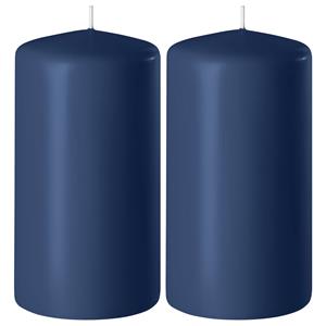 Enlightening Candles 2x Donkerblauwe Cilinderkaarsen/stompkaarsen 6 X 12 Cm 45 Branduren tompkaarsen