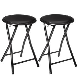 5Five 4x Stuks Bijzet Krukje/stoel - Opvouwbaar - Zwart/zwart - 46 Cm - Bijzettafels