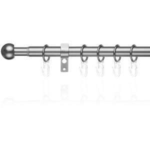 Lichtblick Original Gardinenstange Gardinenstange Kugel, 20 mm, ausziehbar, 1 läufig 130 - 240 cm, 1 läufig-läufig, ausziehbar, Einläufige Vorhangstange mit Ringen fü