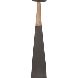 Clayre & Eef Kandelaar 60 cm Grijs Bruin Hout Ijzer Vierkant Kaarsenhouder Kaarsenstandaard